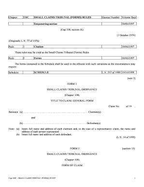 Small Claims Tribunal Forms