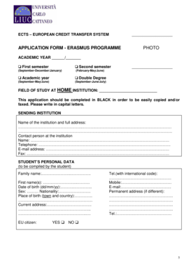 Erasmus Programme Application Form