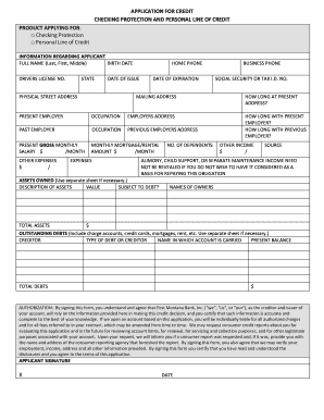 Application for Credit