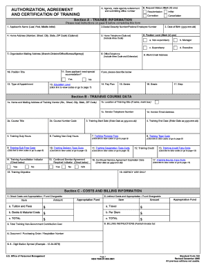 US Federal Employee Training Authorization and Agreement