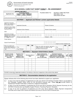 2015 School Card Re-Assessment Form