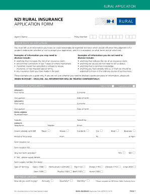 NZI Rural Insurance Application Form