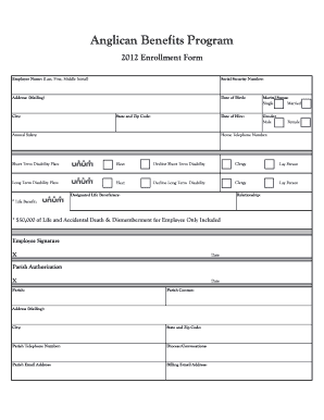 Anglican Benefits Program Enrollment Form