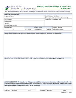 Employee Performance Appraisal Form