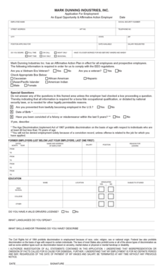 Mark Dunning Industries Employment Application