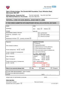 Bone Mineral Densitometry Referral Form