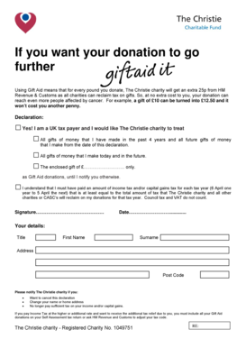 UK Gift Aid Declaration Form