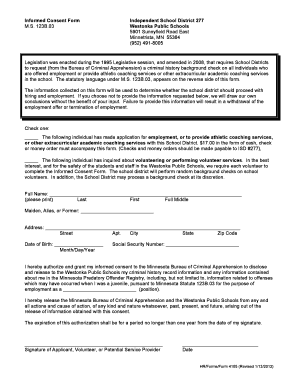 Minnesota Criminal History Background Check Consent Form