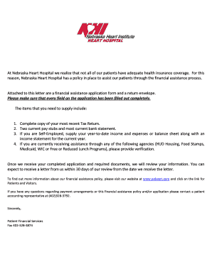 Nebraska Heart Hospital Financial Assistance Application