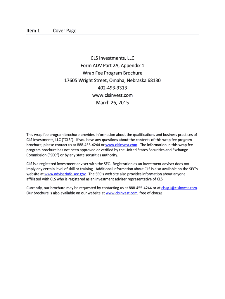 Fillable Online CLS Investments, LLC Fax Email Print pdfFiller