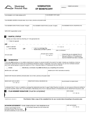 Nomination of Beneficiary Form
