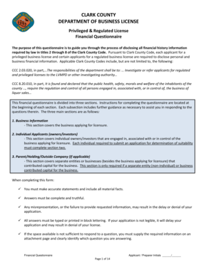 Clark County Financial Questionnaire