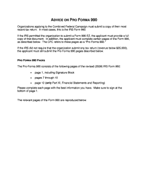 Pro Forma 990 for Combined Federal Campaign