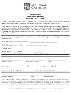 Lay Retirement Authorization Agreement