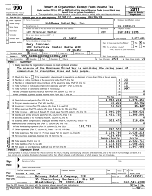 Form 990 2011 Tax Exempt Organization Return