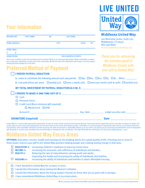 Middlesex United Way Donation Form