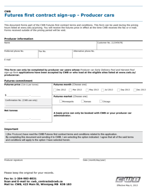 CWB Futures First Contract Sign-Up Form