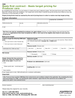 Basis first contract - Basis target pricing for producer cars form