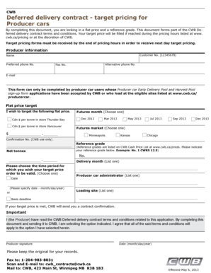 CWB Deferred Delivery Contract