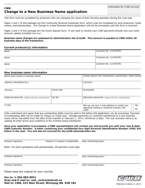 Change to a New Business Name Application