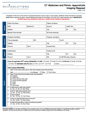 CT Abdomen and Pelvis - Appendicitis Imaging Request