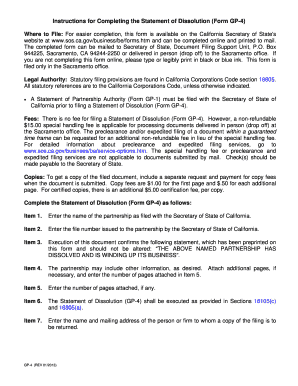 California Statement of Dissolution Form GP-4