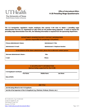 H-1B Prevailing Wage Questionnaire