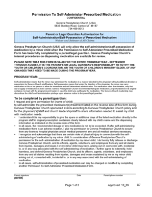 Permission To Self-Administer Prescribed Medication