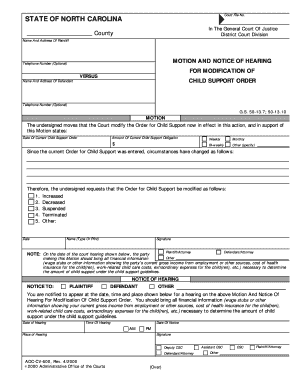 Motion and Notice of Hearing for Modification of Child Support Order