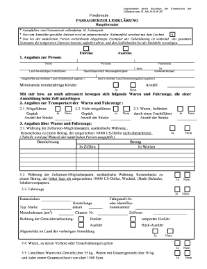 Passagierzollerklärung