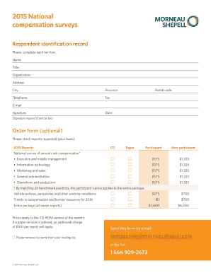 2015 National Compensation Surveys Order Form