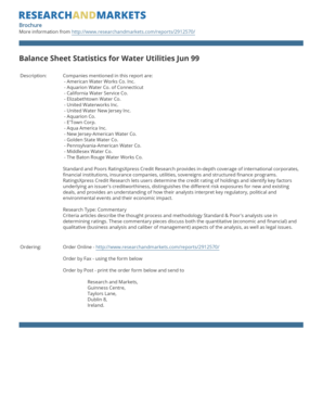 com/reports/2912570/ Balance Sheet Statistics for Water Utilities Jun 99 Description: Companies mentioned in this report are: American Water Works Co