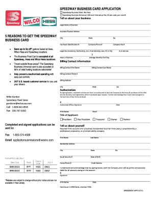 Speedway Business Card Application