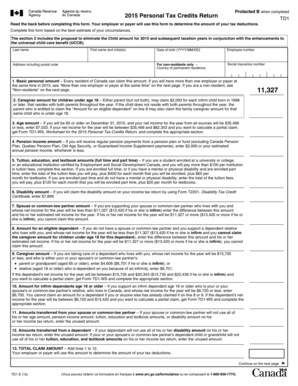 2015 Personal Tax Credits Return TD1