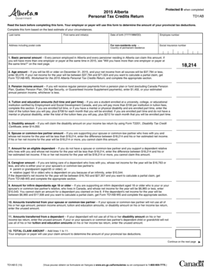 Alberta Personal Tax Credits Return