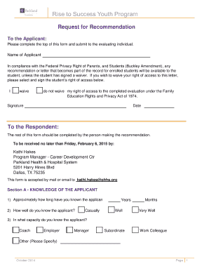 Request for Recommendation Form