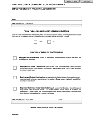 Dallas County Employee/Student Privacy Election Form
