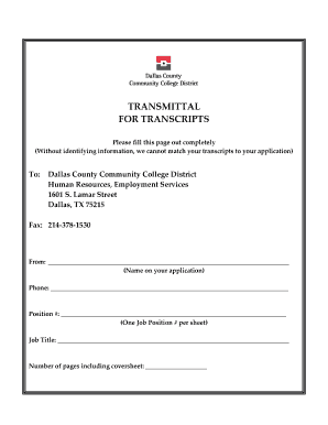 Transcript Transmittal Form