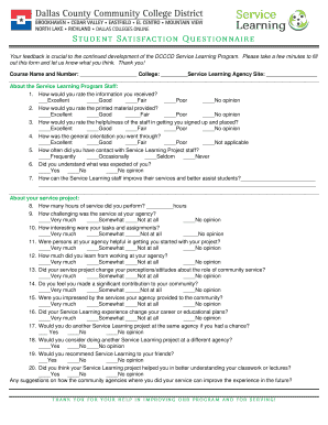 Service Learning Program Feedback Form