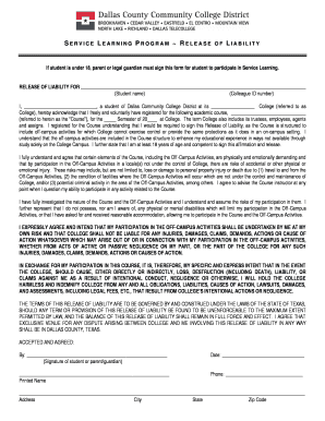 Service Learning Release of Liability