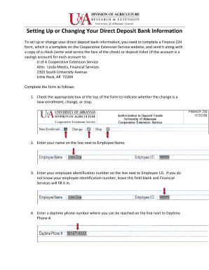Finance 224 Direct Deposit Form