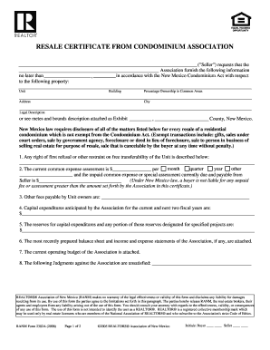New Mexico Condominium Resale Certificate
