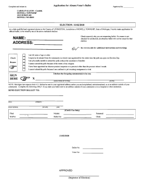 Michigan Absent Voter Ballot Application