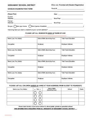 Neshaminy School District Census Enumeration Form