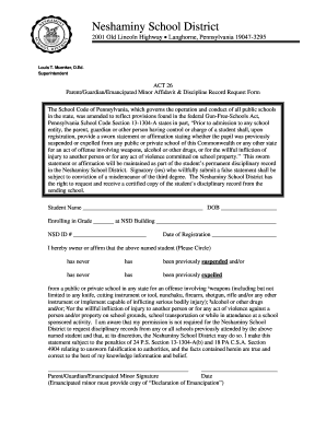 Pennsylvania Student Discipline Record Request Form