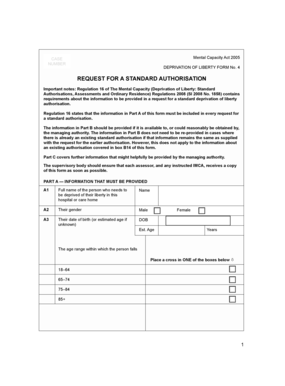 Mental Capacity Act 2005 Deprivation of Liberty Form 4