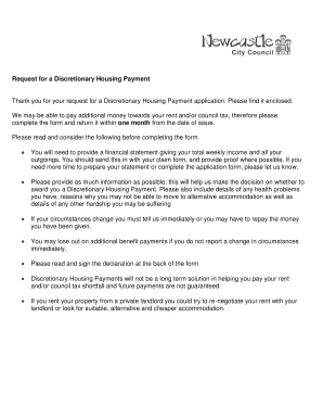 Discretionary Housing Payment Application