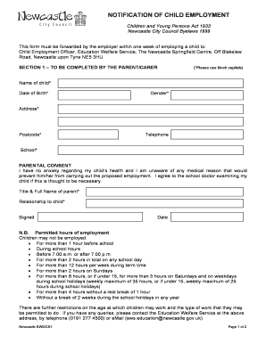 Child Employment Notification Form