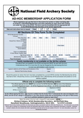 NFAS Ad-Hoc Membership Application Form