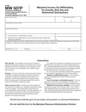 Maryland Income Tax Withholding Form MW 507P